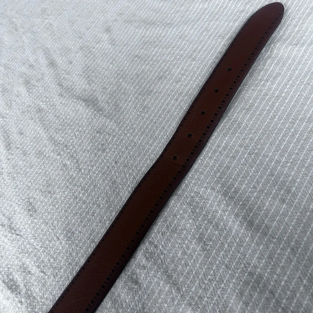 Genuine Italian Leather Belt Made in Italy Brown Slim Casual Dress Classic Sz 42